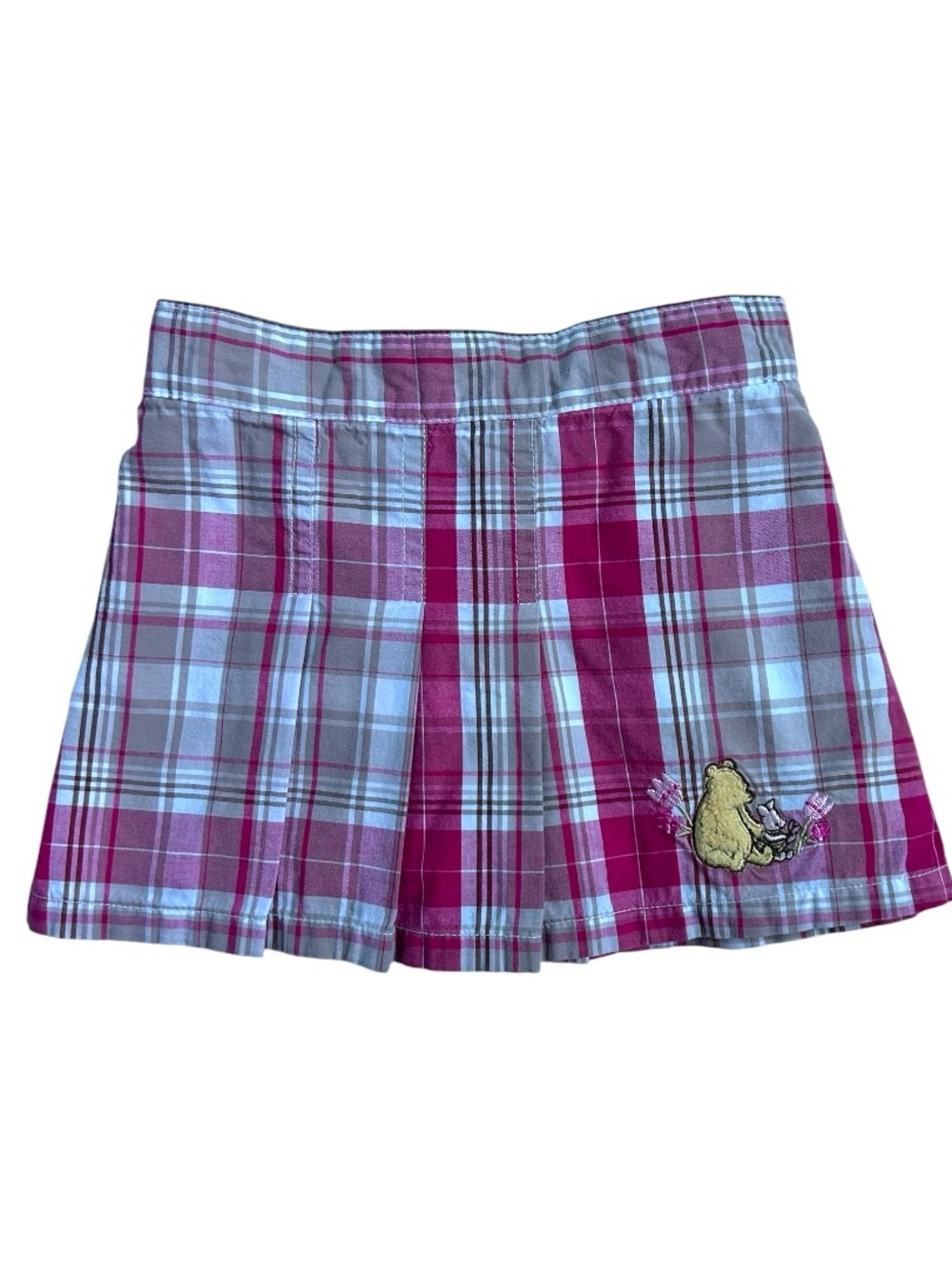 Y2K Disney Baby Winnie The Pooh Embroidery Pink Plaid Skirt